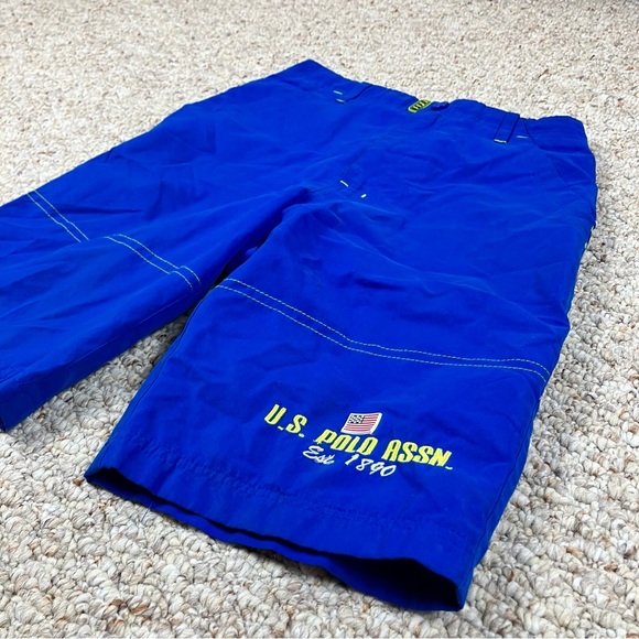U.S. Polo ASSN Boys Swim Trunks Shorts Size 7 Blue Logo Mesh Pockets - Picture 2 of 11